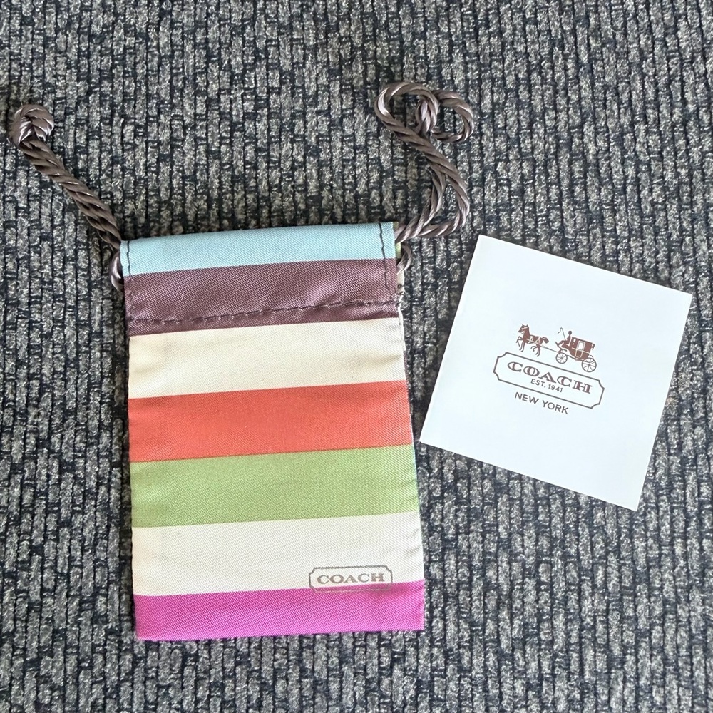 Coach Legacy Satin Striped Jewelry Dusty with card insert